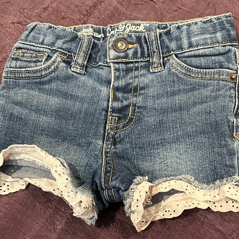 Denim Shorts with Lace Trim